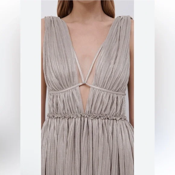 knee length dresses for ladies Lana Pleated V Neck Gown – Halston